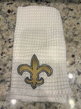 New Orleans Saints Fleur-de-lis Embroidered White Waffle Tea Towel